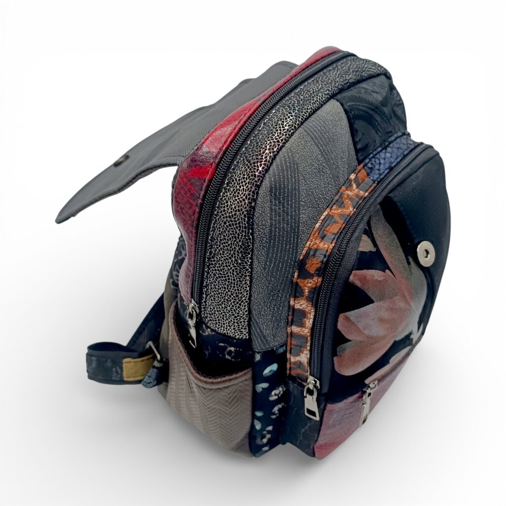 Rucsac Damă Piele Naturală Multicolor Eveline Élégance-Couture R105-49 – Design Unicat Patchwork Premium