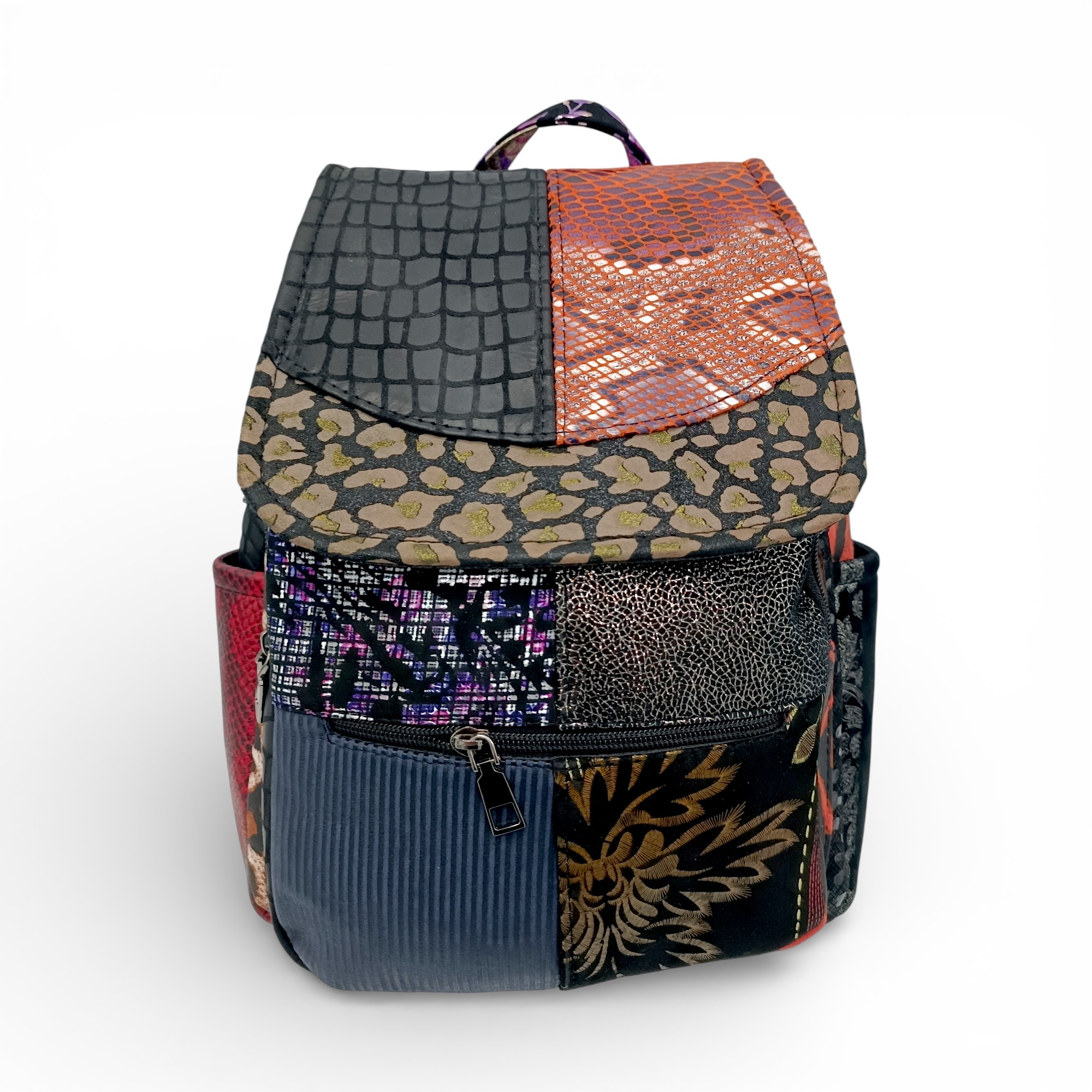 Rucsac Damă Piele Naturală Multicolor Eveline Élégance-Couture R105-50 – Design Unicat Patchwork Premium