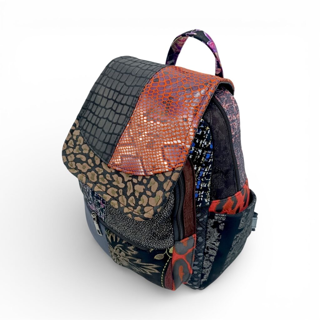 Rucsac Damă Piele Naturală Multicolor Eveline Élégance-Couture R105-50 – Design Unicat Patchwork Premium