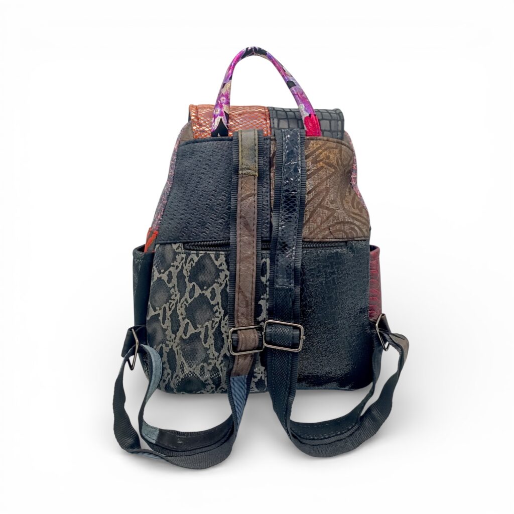 Rucsac Damă Piele Naturală Multicolor Eveline Élégance-Couture R105-50 – Design Unicat Patchwork Premium