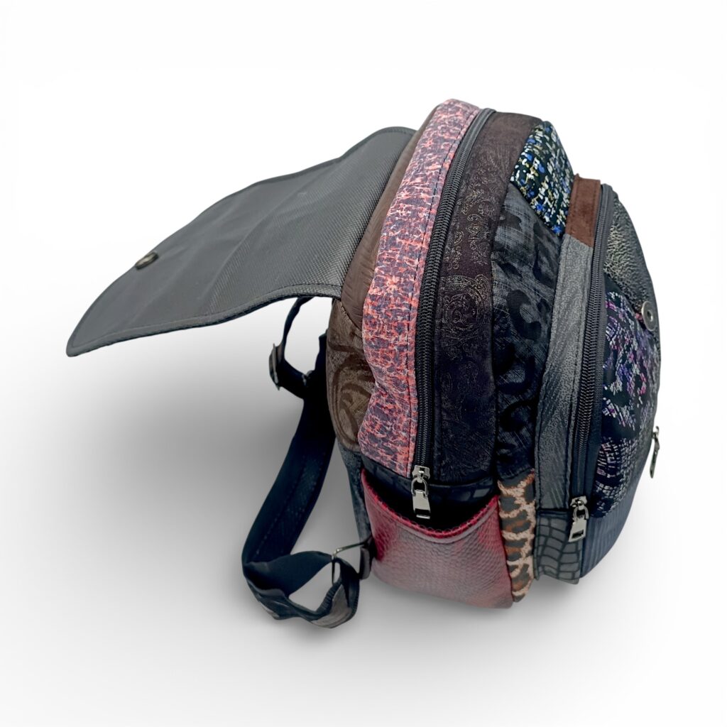 Rucsac Damă Piele Naturală Multicolor Eveline Élégance-Couture R105-50 – Design Unicat Patchwork Premium