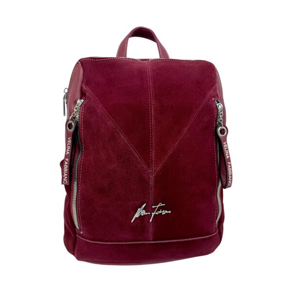 Rucsac damă Velina Fabiano VF25-362S, burgundy – design urban & compartimentare inteligentă (34 × 32 × 13 cm)