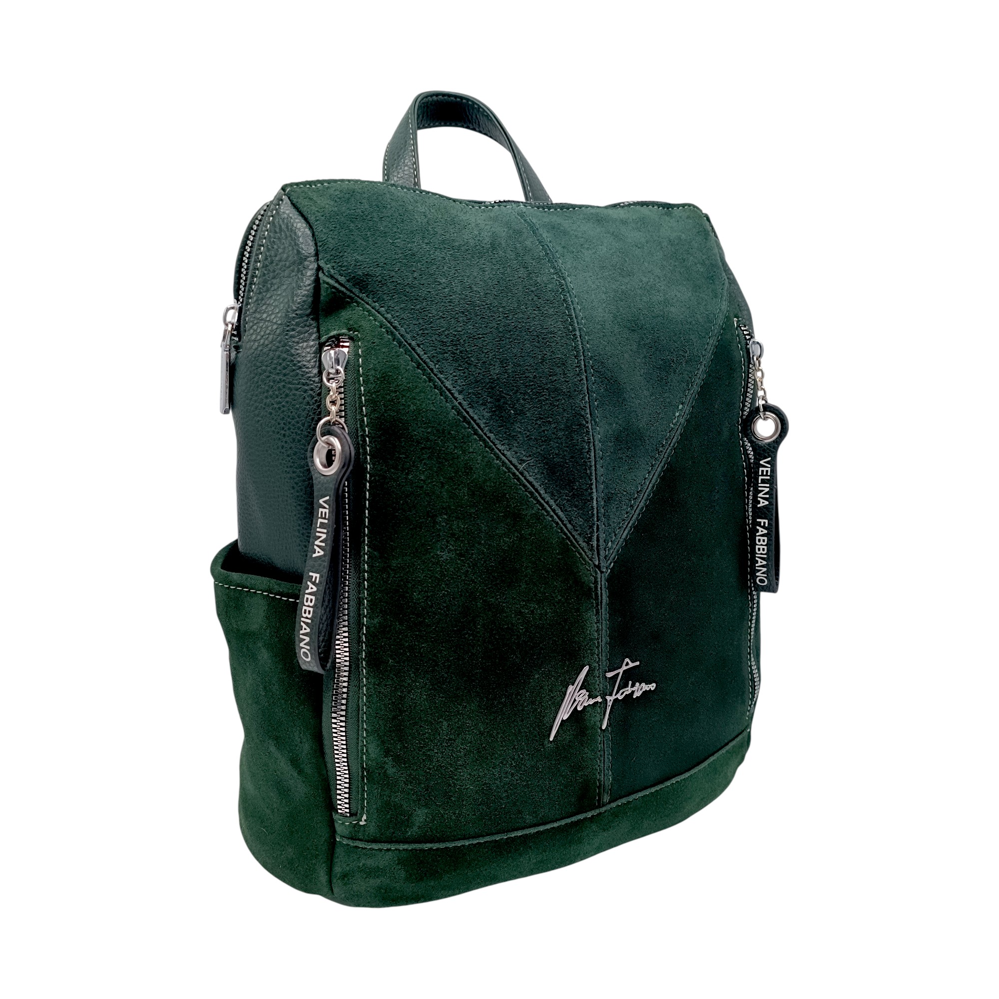 Rucsac damă Velina Fabiano VF25-362S, verde – design urban & compartimentare inteligentă (34 × 32 × 13 cm)