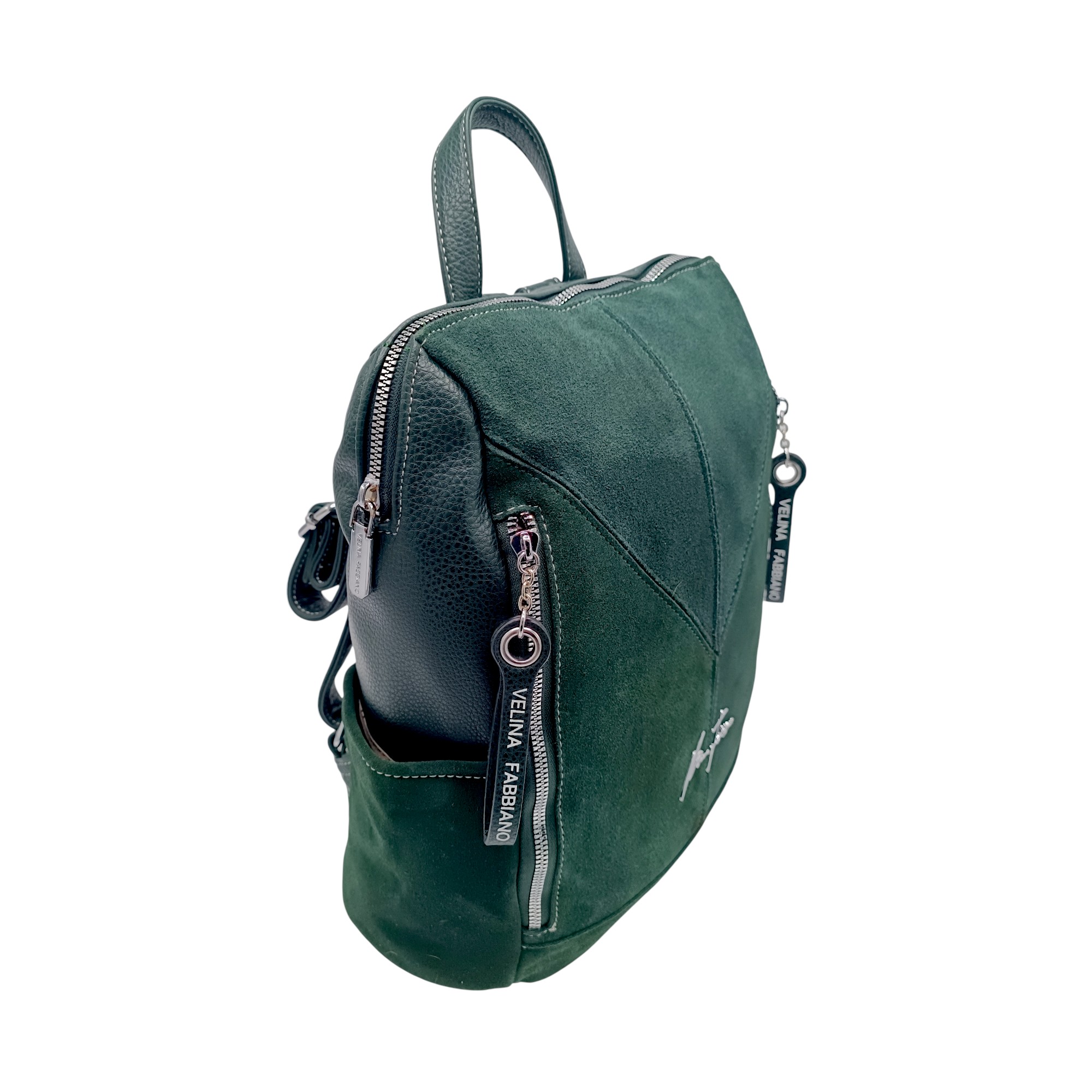 Rucsac damă Velina Fabiano VF25-362S, verde – design urban & compartimentare inteligentă (34 × 32 × 13 cm)