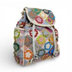 Rucsac damă multicolor Silvia Rosa SR25-083H – Bej (30×25×10 cm) | Design patchwork floral