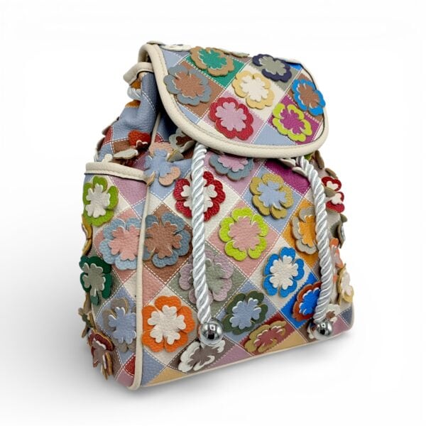Rucsac damă multicolor Silvia Rosa SR25-083H – Bej (30×25×10 cm) | Design patchwork floral