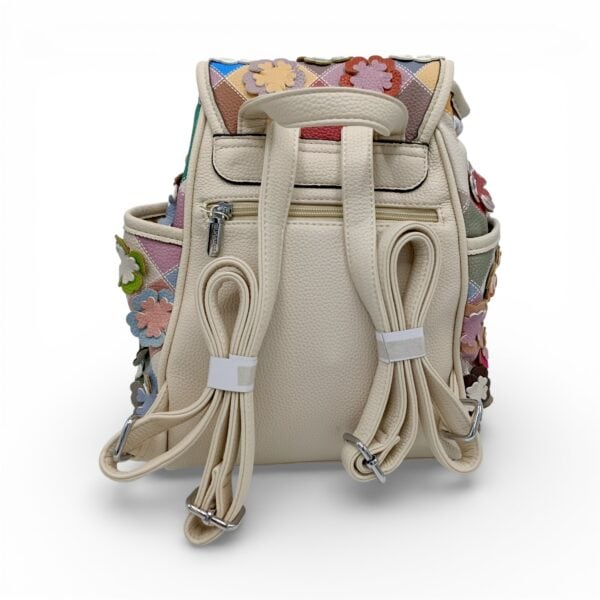 Rucsac damă multicolor Silvia Rosa SR25-083H – Bej (30×25×10 cm) | Design patchwork floral