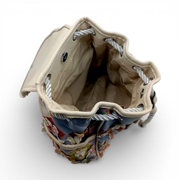 Rucsac damă multicolor Silvia Rosa SR25-083H – Bej (30×25×10 cm) | Design patchwork floral