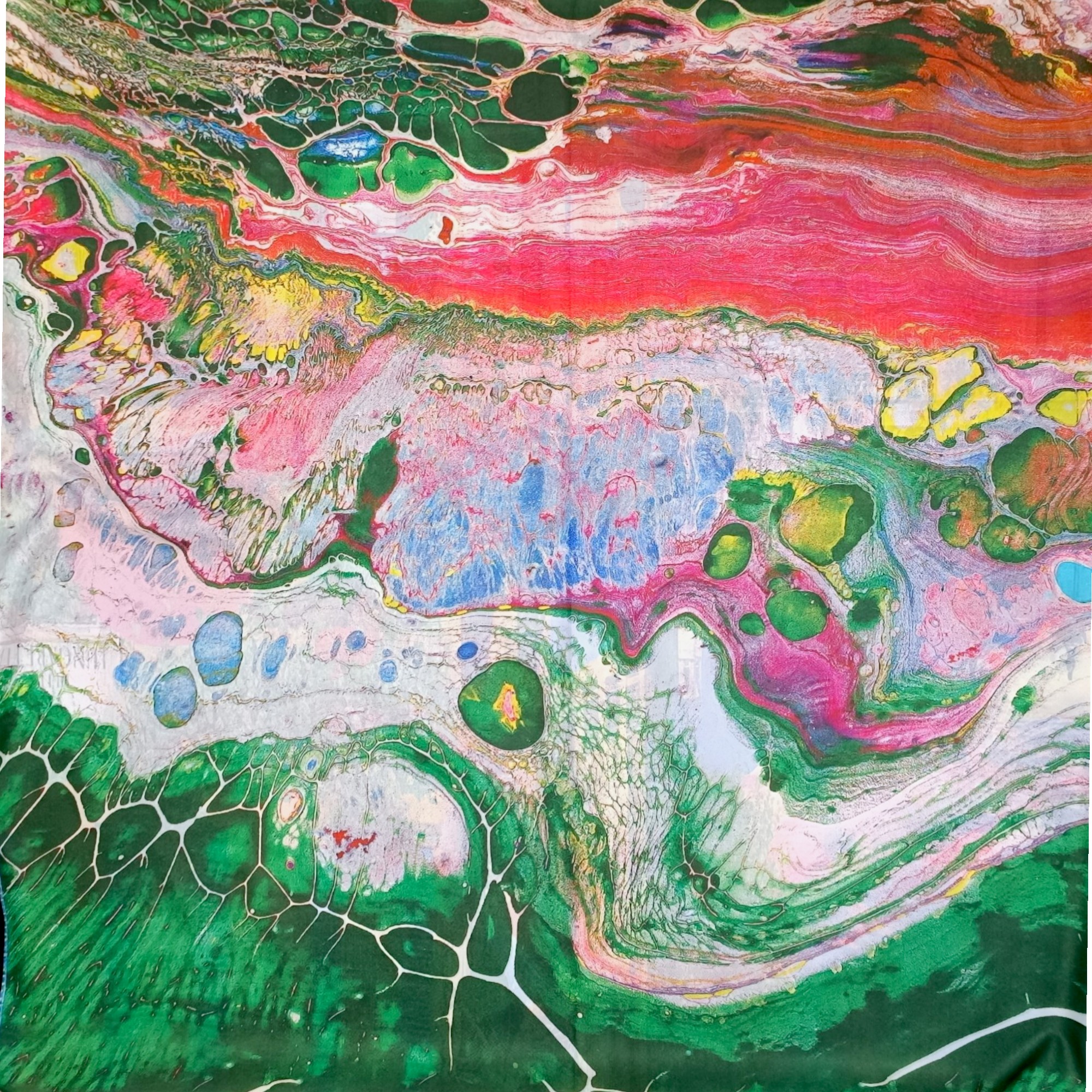 Eșarfă Artistică Impression Riviera Café 8108-8 – Reversibilă (2 Fețe), 50% Mătase & 50% Vîscoză, 180×68 cm, Cutie Cadou Inclusă