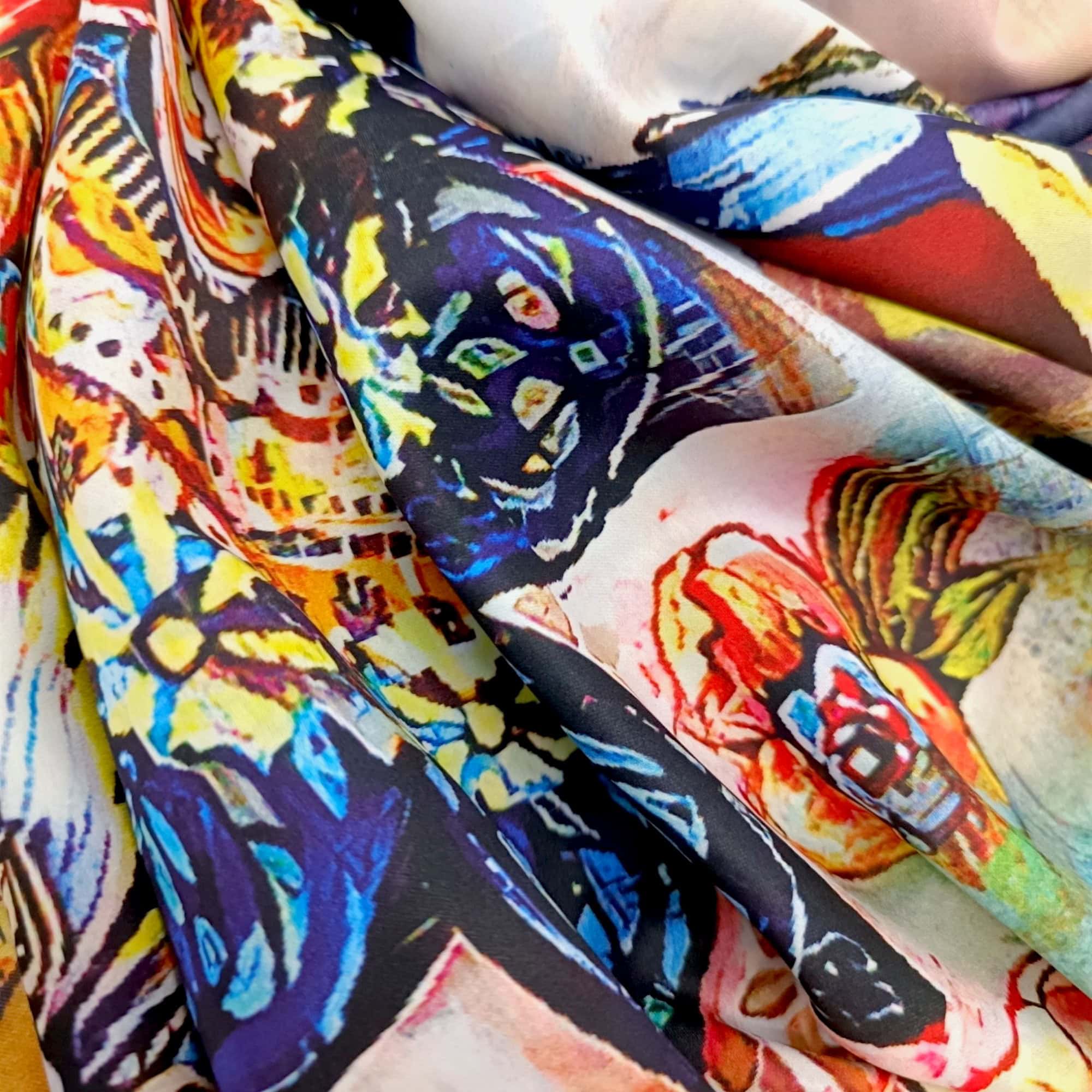 Eșarfă Artistică Ocean Bloom & Mandala Flowers 8108-12 – Reversibilă (2 Fețe), 50% Mătase & 50% Vîscoză, 180×68 cm, Cutie Cadou Inclusă