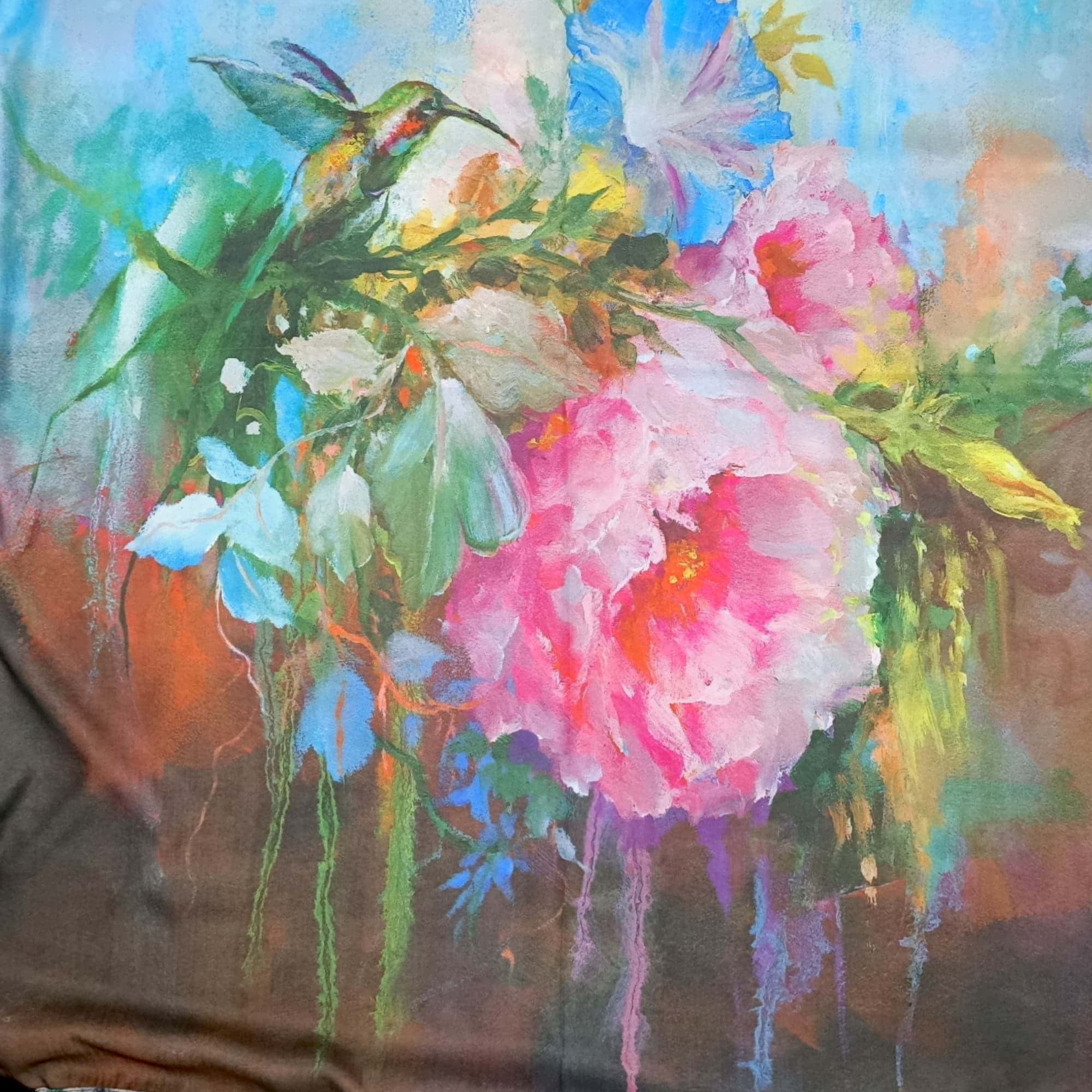 Eșarfă Floral Portrait Impression 8108-6 – Ediție Artistică Reversibilă (2 Fețe), 50% Mătase & 50% Vîscoză, 180×68 cm, Cutie Cadou Inclusă