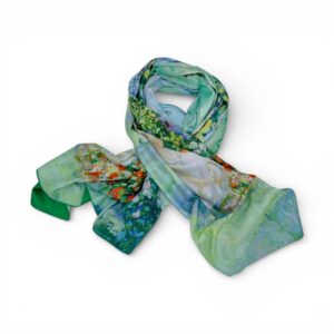 Eșarfă Garden Impression 8108-5 – Ediție Artistică Reversibilă (2 Fețe), 50% Mătase & 50% Vîscoză, 180×68 cm, Cutie Cadou Inclusă