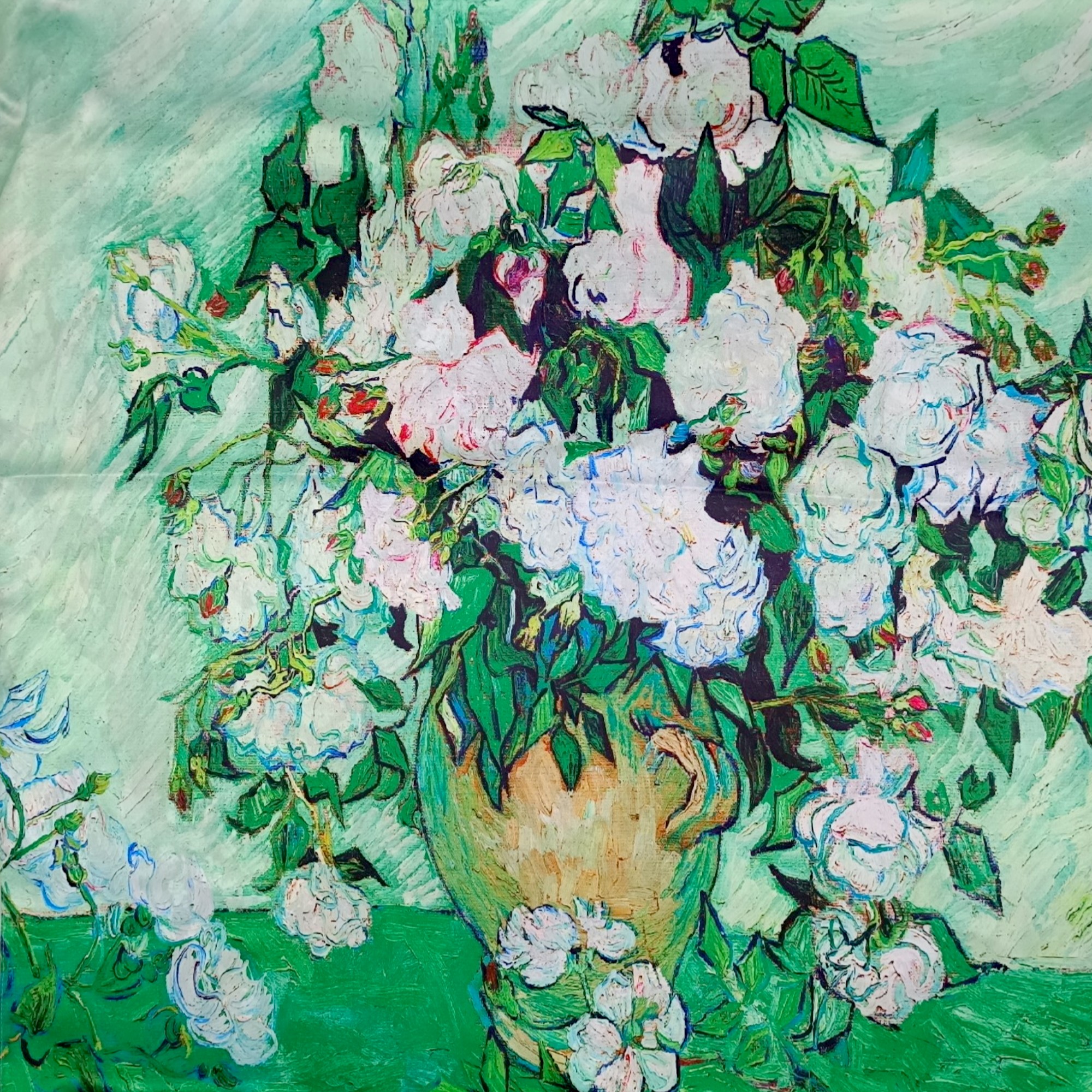 Eșarfă Garden Impression 8108-5 – Ediție Artistică Reversibilă (2 Fețe), 50% Mătase & 50% Vîscoză, 180×68 cm, Cutie Cadou Inclusă