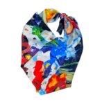 Eșarfă damă 100% mătase naturală – Crimson Bloom Impression SG10-7 (70×70 cm) | Print Floral Artistic, Cutie Cadou