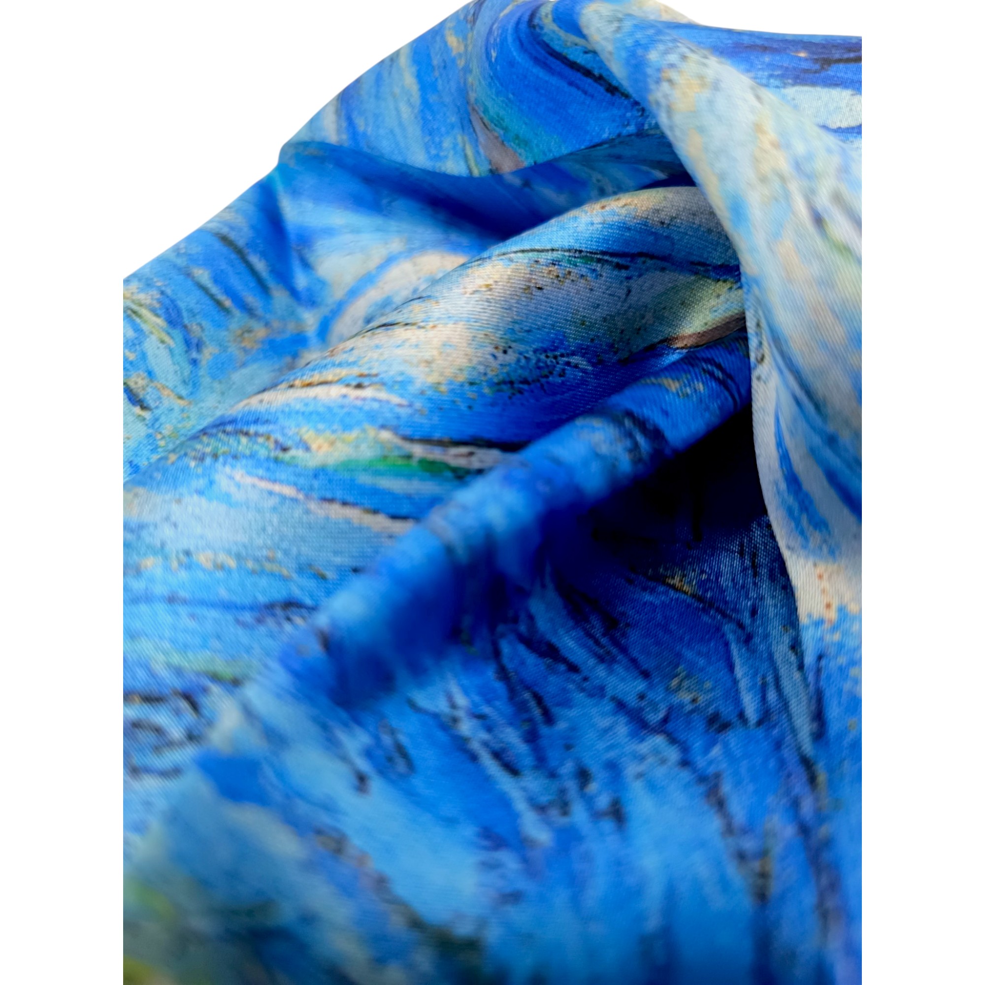 Eșarfă damă 100% mătase naturală – Midnight Swirl SG10-8 (70×70 cm) | Print Artistic Inspirat din Arta Impresionistă, Cutie Cadou