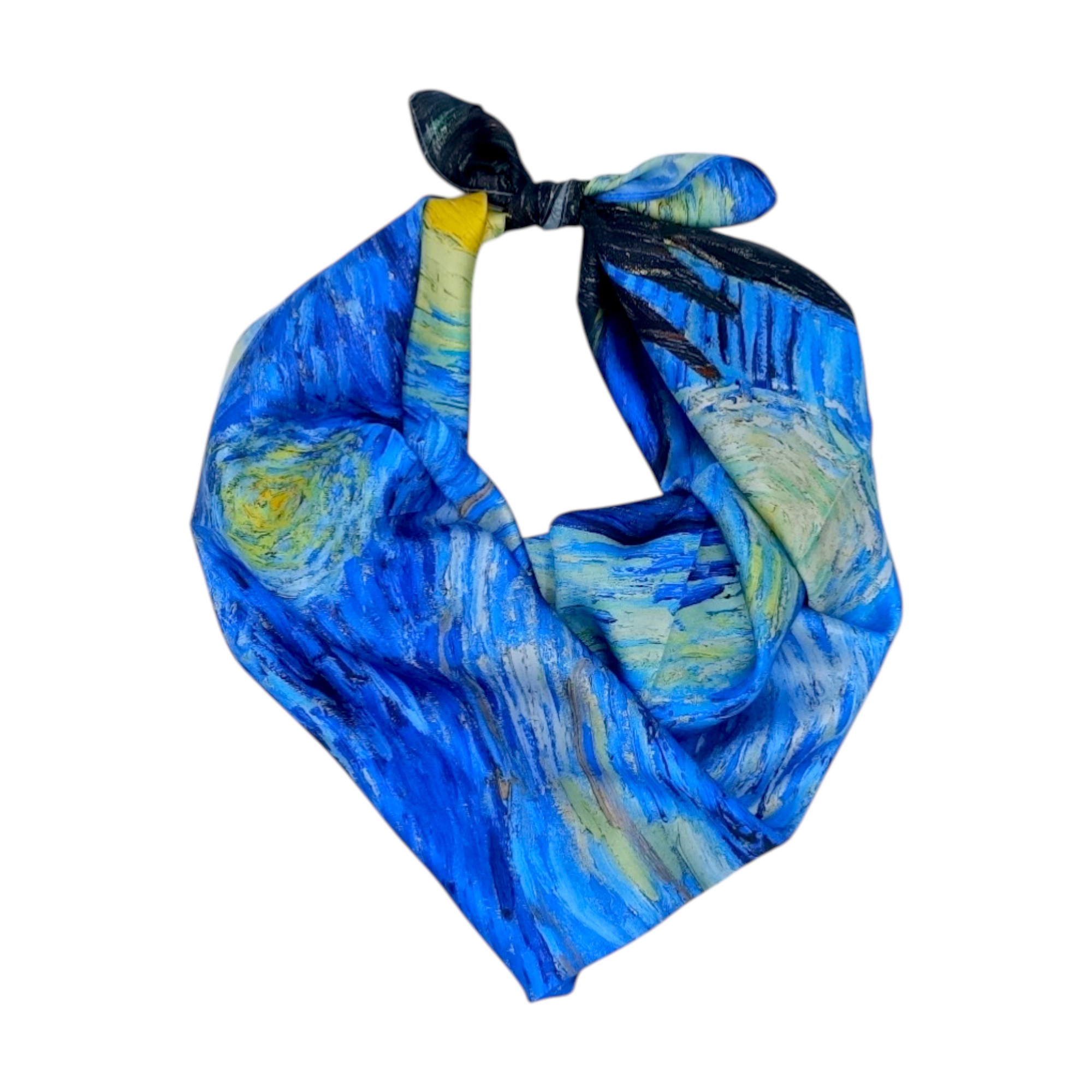 Eșarfă damă 100% mătase naturală – Midnight Swirl SG10-8 (70×70 cm) | Print Artistic Inspirat din Arta Impresionistă, Cutie Cadou