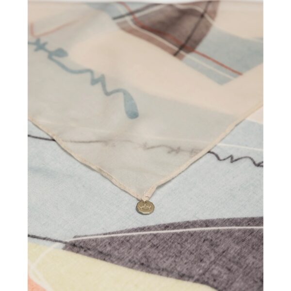 Eșarfă damă Anekke Eikon 42480-052 crem cu albastru și corai – design artistic modern