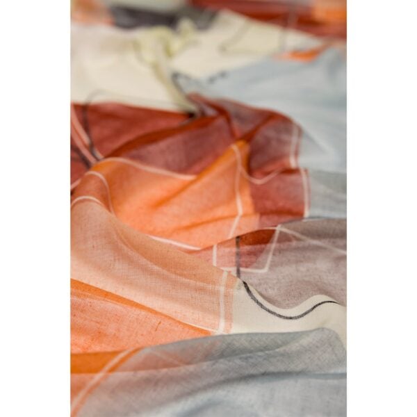 Eșarfă damă Anekke Eikon 42480-052 crem cu albastru și corai – design artistic modern