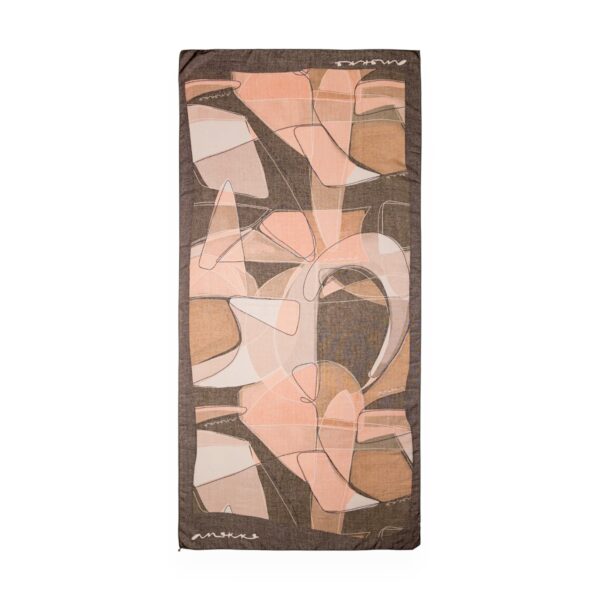 Eșarfă damă Anekke Eikon 42480-051 maro și nude – design artistic abstract și eleganță modernă