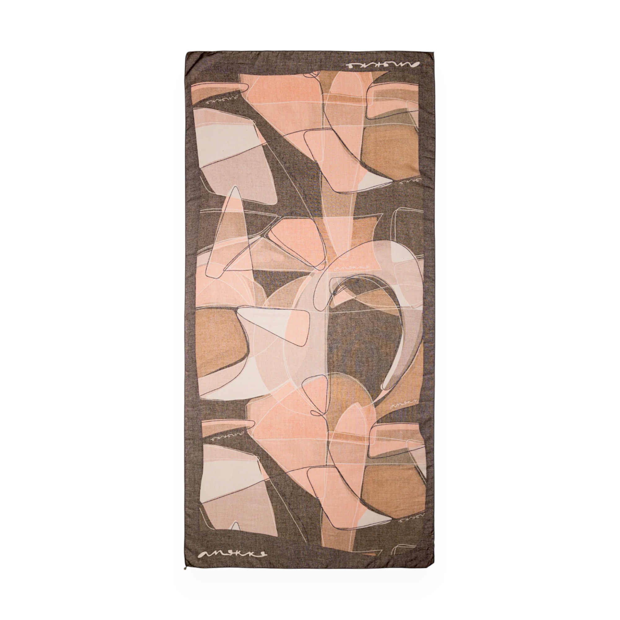 Eșarfă damă Anekke Eikon 42480-051 maro și nude – design artistic abstract și eleganță modernă