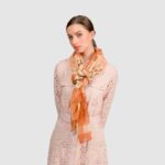Eșarfă damă Anekke Gaia 42480-062 crem și portocaliu – design natural cu accente calde