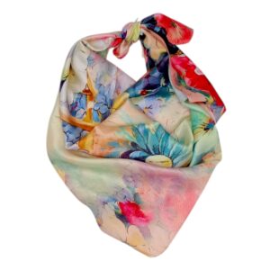 Eșarfă damă pătrată Artistic Impression 2024-05#1 – 70×70 cm, 50% Mătase & 50% Vîscoză, Cutie Cadou