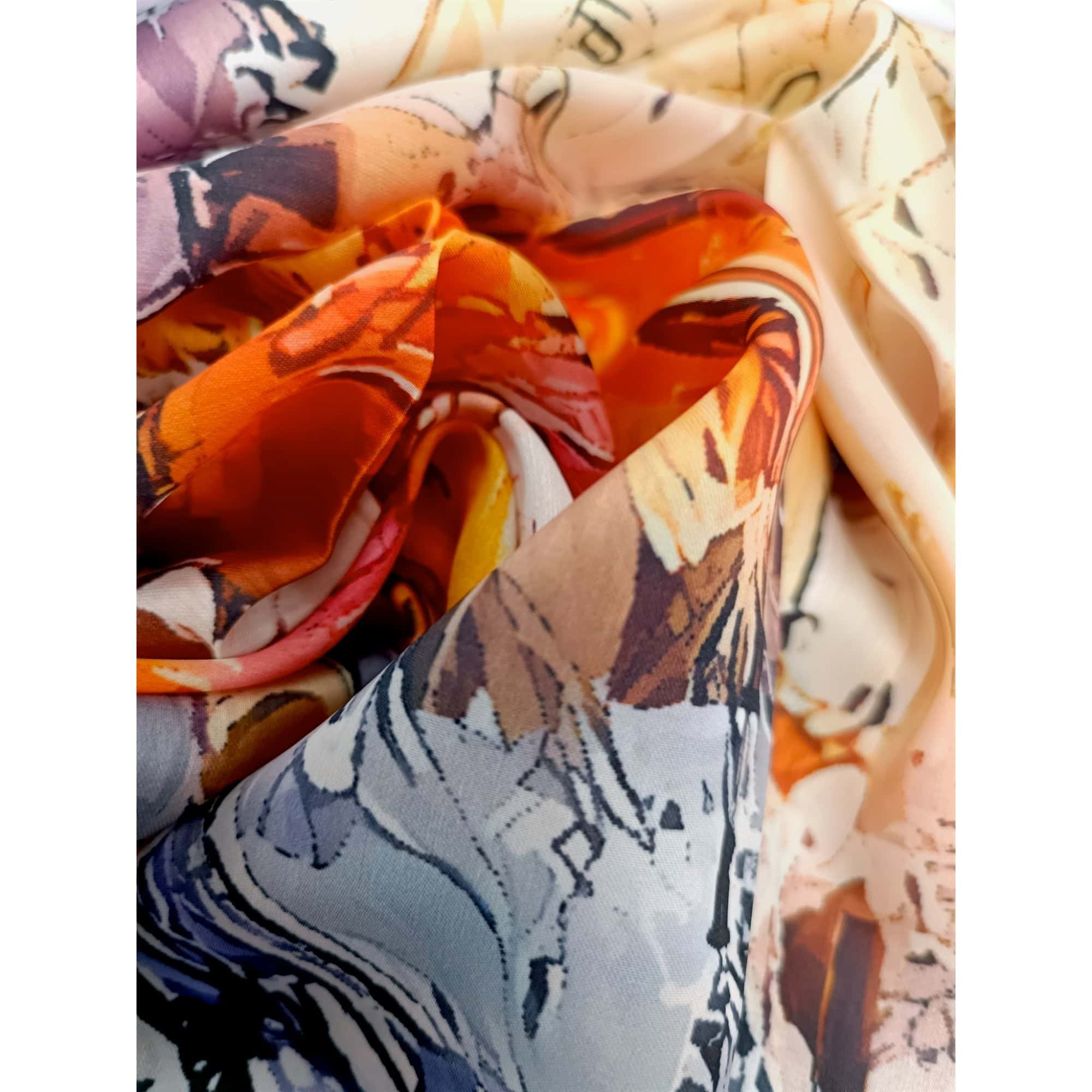 Eșarfă damă pătrată Artistic Venice 2024-05#6 – 70×70 cm, 50% Mătase & 50% Vîscoză, Cutie Cadou