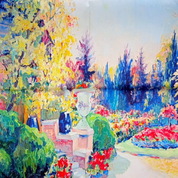 Eșarfă damă pătrată Secret Garden 2024-05#3 – 70×70 cm, 50% Mătase & 50% Vîscoză, Cutie Cadou