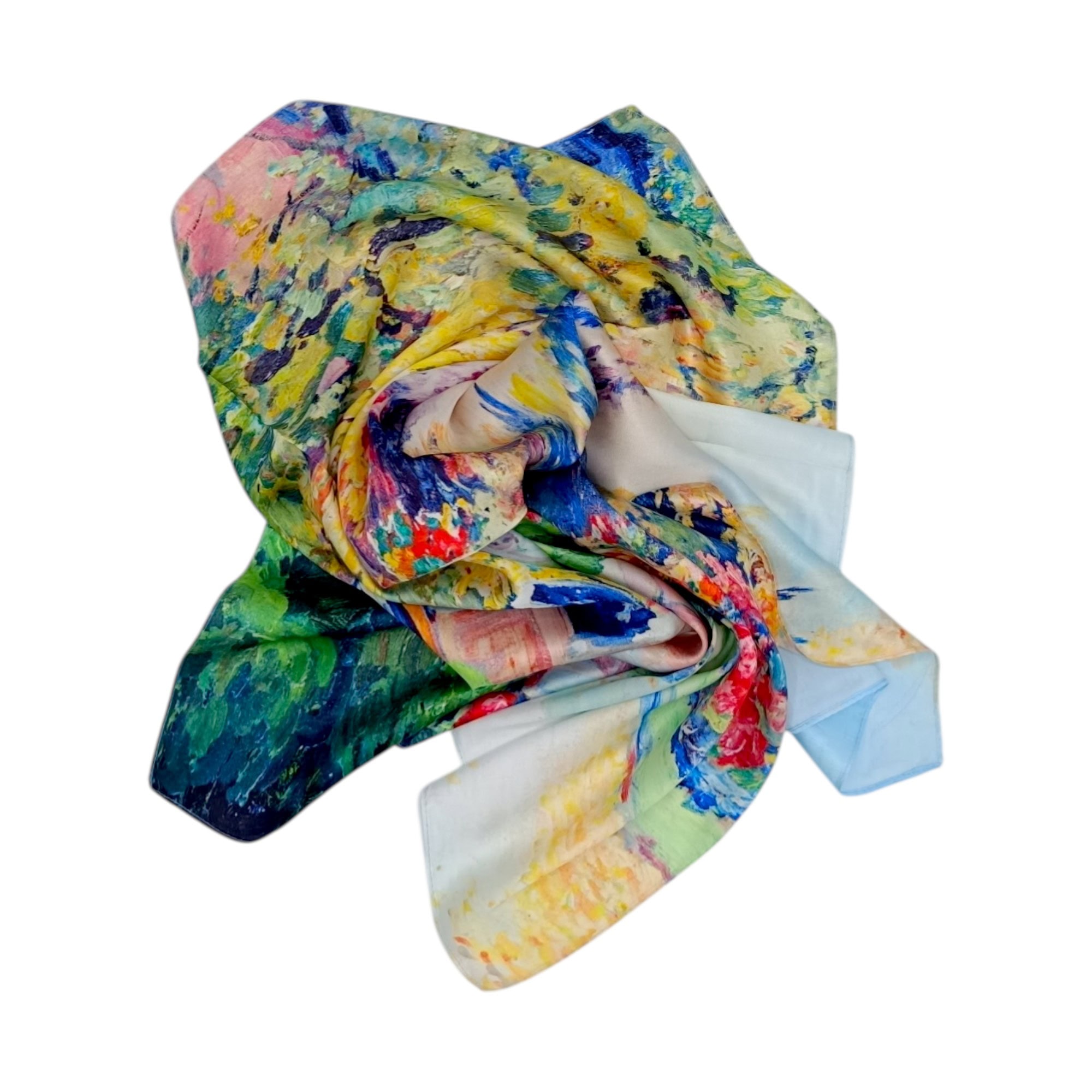 Eșarfă damă pătrată Secret Garden 2024-05#3 – 70×70 cm, 50% Mătase & 50% Vîscoză, Cutie Cadou