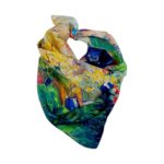 Eșarfă damă pătrată Secret Garden 2024-05#3 – 70×70 cm, 50% Mătase & 50% Vîscoză, Cutie Cadou