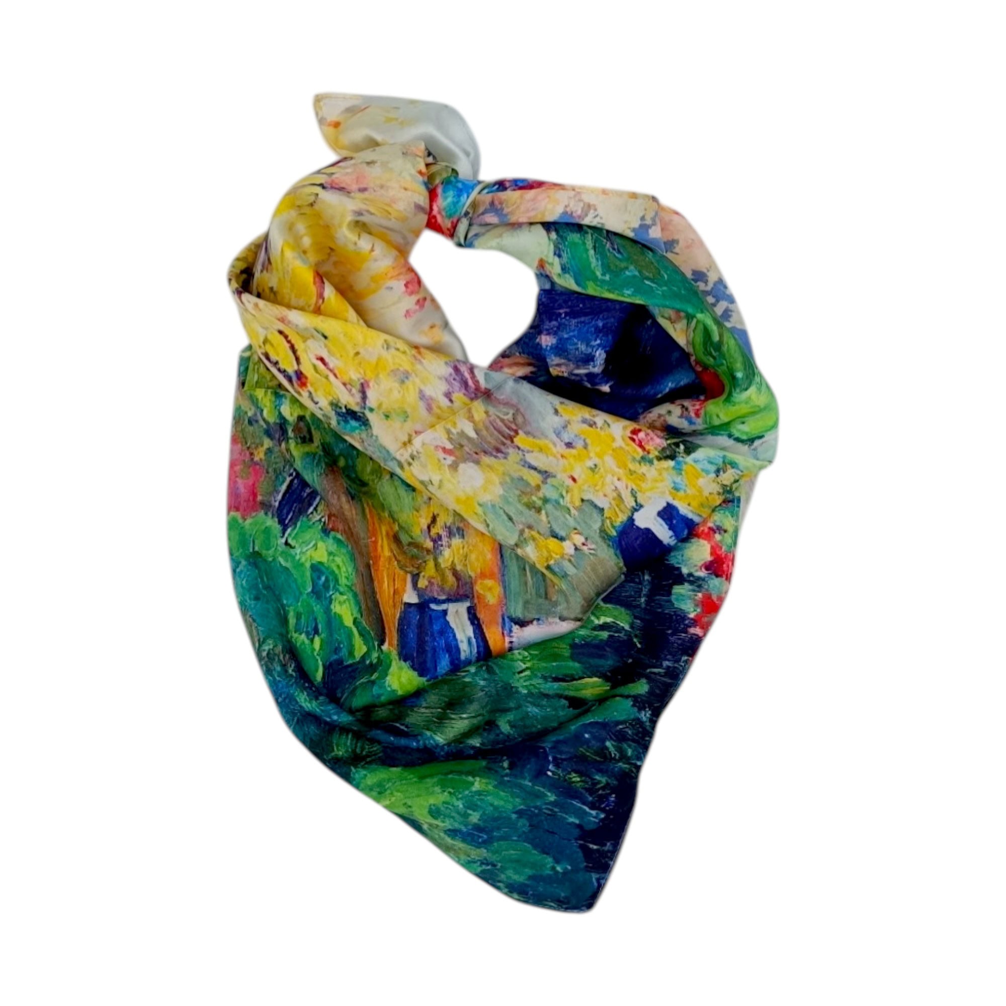 Eșarfă damă pătrată Secret Garden 2024-05#3 – 70×70 cm, 50% Mătase & 50% Vîscoză, Cutie Cadou