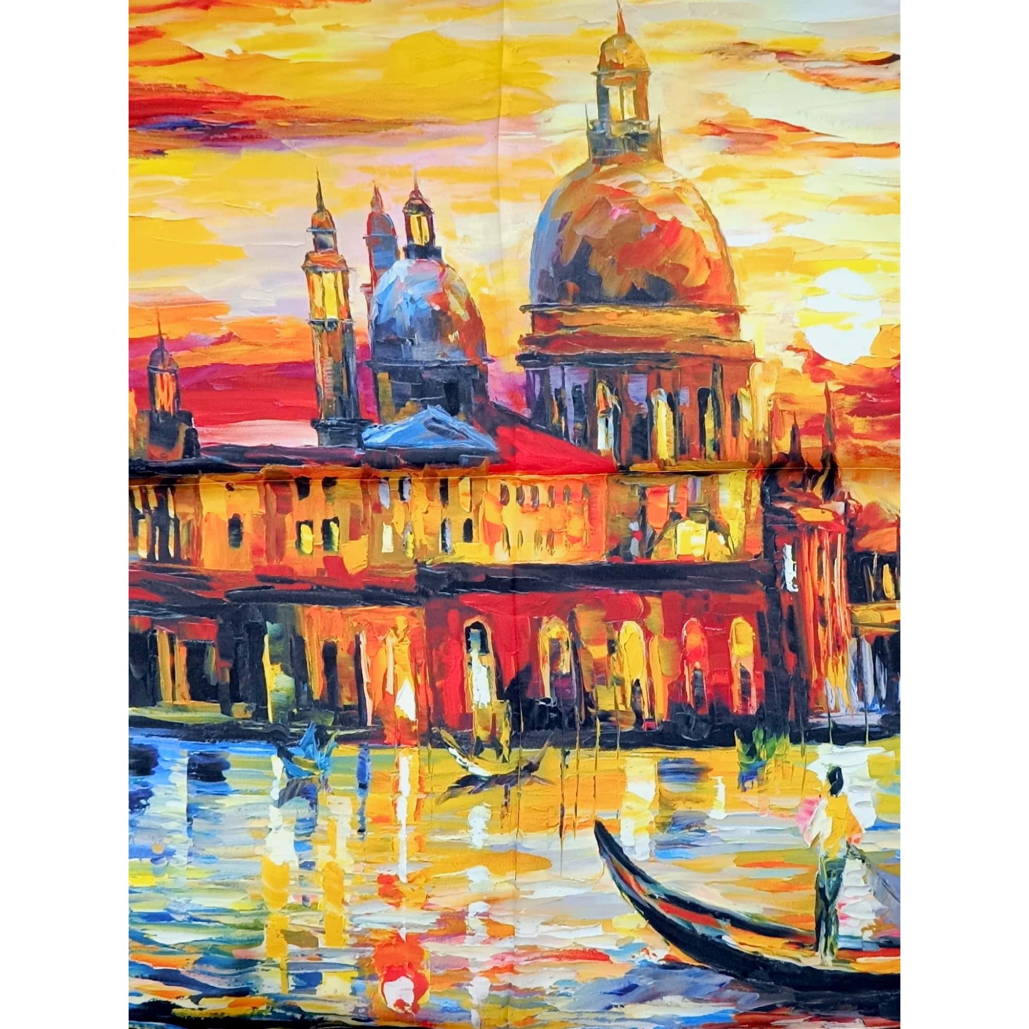 Eșarfă damă pătrată Venice Sunset 2024-05#5 – 70×70 cm, 50% Mătase & 50% Vîscoză, Cutie Cadou