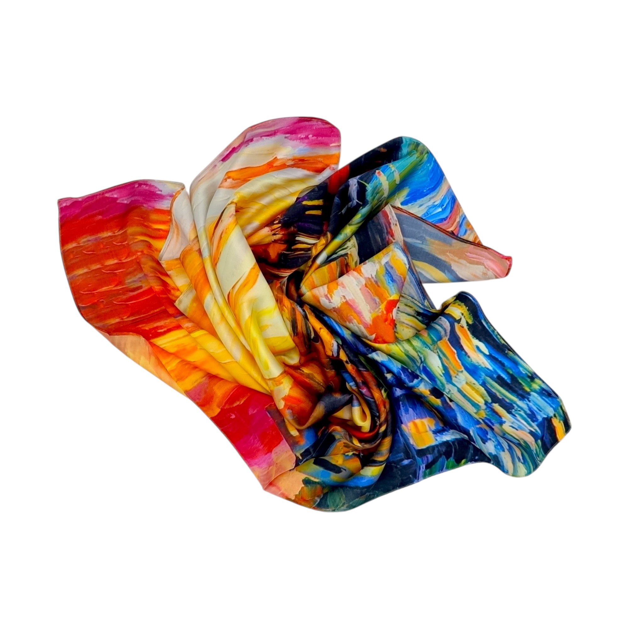 Eșarfă damă pătrată Venice Sunset 2024-05#5 – 70×70 cm, 50% Mătase & 50% Vîscoză, Cutie Cadou