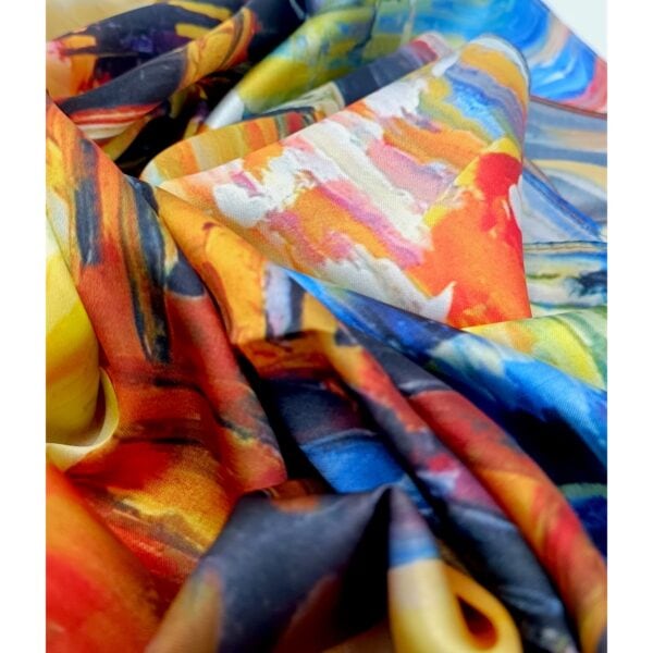 Eșarfă damă pătrată Venice Sunset 2024-05#5 – 70×70 cm, 50% Mătase & 50% Vîscoză, Cutie Cadou