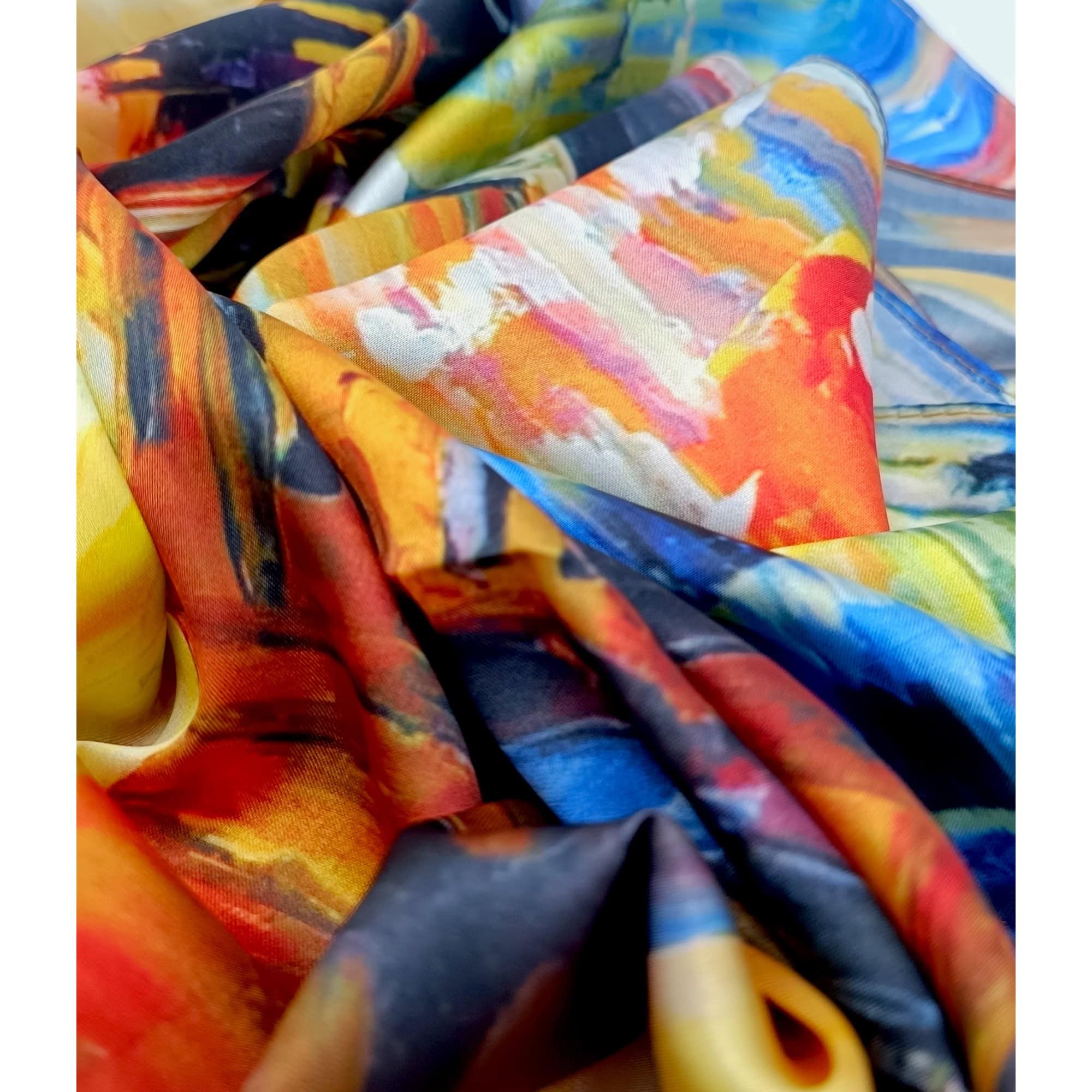 Eșarfă damă pătrată Venice Sunset 2024-05#5 – 70×70 cm, 50% Mătase & 50% Vîscoză, Cutie Cadou