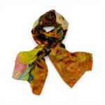 Eșarfă din Mătase 100% Chromatic Stories –Autumn Fields EMS20-3 – Reversibilă (2 Fețe), Design Artistic Floral & Peisaj, 180×70 cm, Cutie Cadou Premium