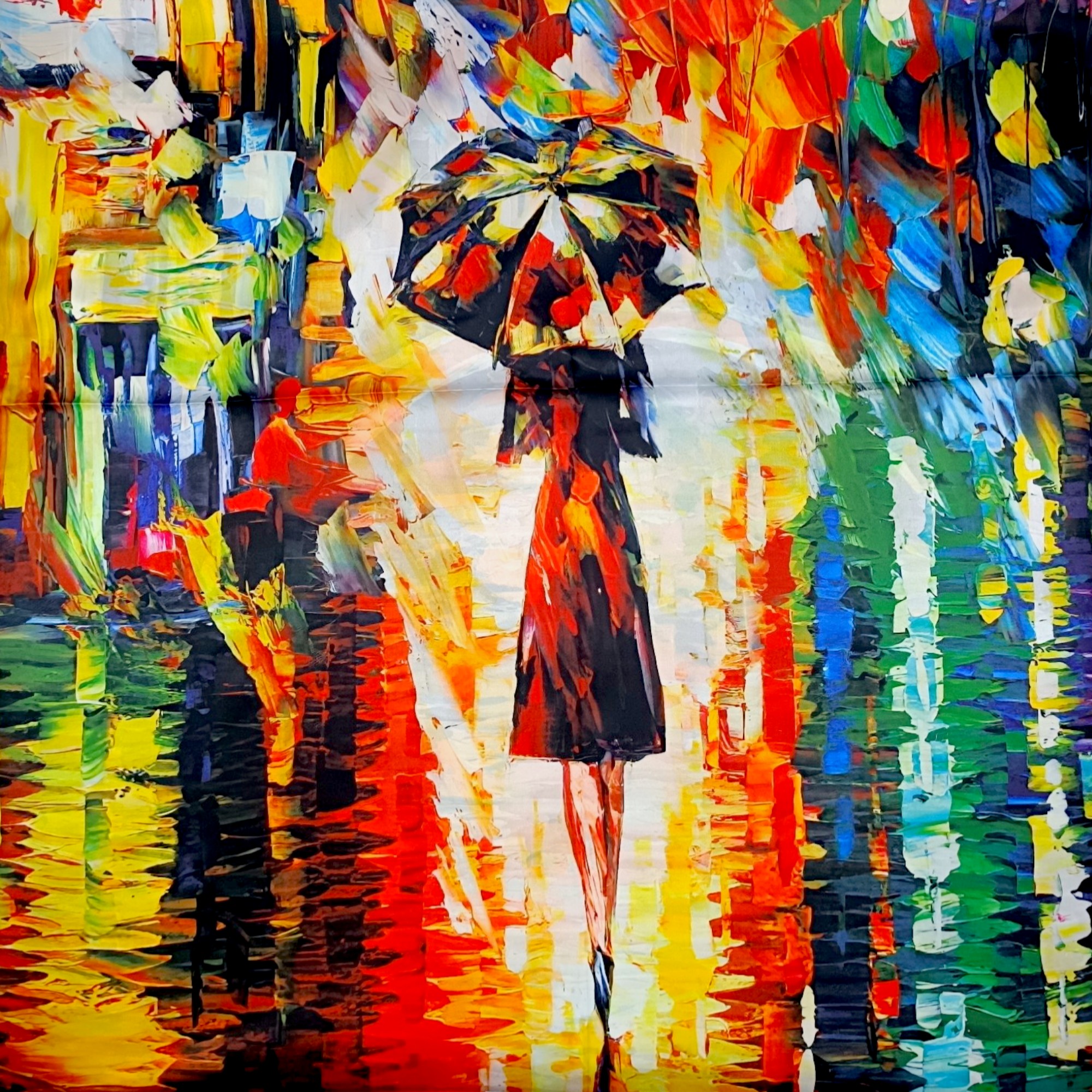 Eșarfă din Mătase 100% Chromatic Stories – Urban Reflections EMS20-7, Reversibilă (2 Fețe), Artă Urbană & Impresionism Modern, 180×70 cm, Cutie Cadou Premium