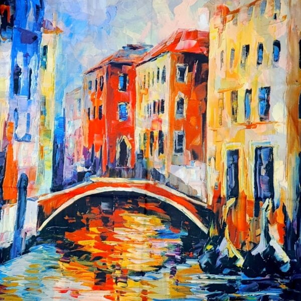 Eșarfă din Mătase 100% Chromatic Stories – Urban Reflections EMS20-7, Reversibilă (2 Fețe), Artă Urbană & Impresionism Modern, 180×70 cm, Cutie Cadou Premium