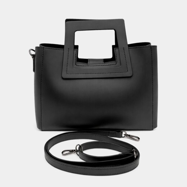 Geantă damă Belle Monique ST563-Negru – piele naturală italiană, design arhitectural modern
