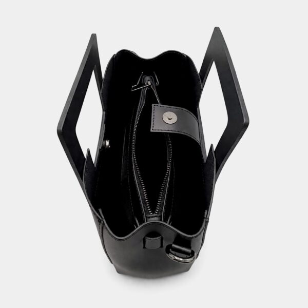 Geantă damă Belle Monique ST563-Negru – piele naturală italiană, design arhitectural modern