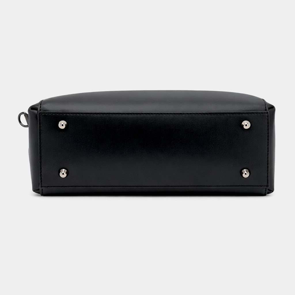 Geantă damă Belle Monique ST563-Negru – piele naturală italiană, design arhitectural modern