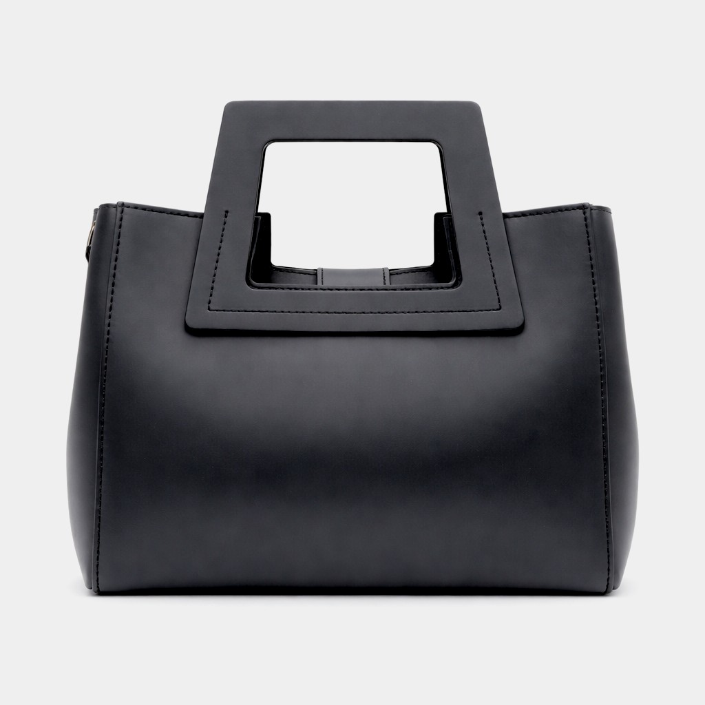 Geantă damă Belle Monique ST563-Negru – piele naturală italiană, design arhitectural modern