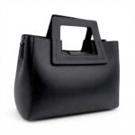 Geantă damă Belle Monique ST563-Negru – piele naturală italiană, design arhitectural modern