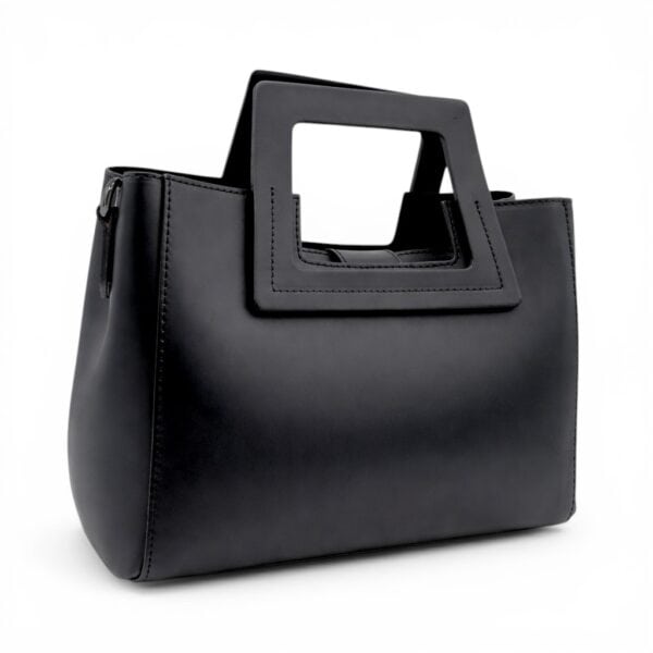 Geantă damă Belle Monique ST563-Negru – piele naturală italiană, design arhitectural modern