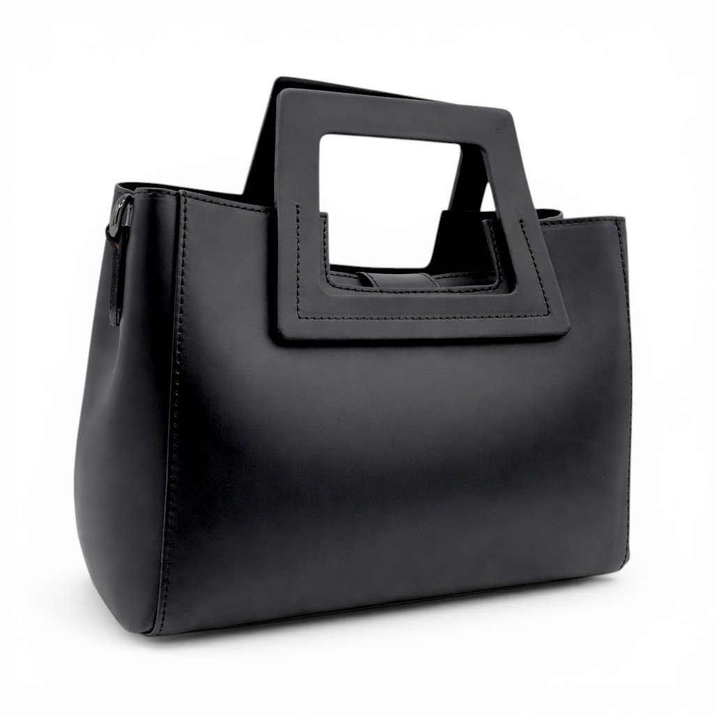 Geantă damă Belle Monique ST563-Negru – piele naturală italiană, design arhitectural modern