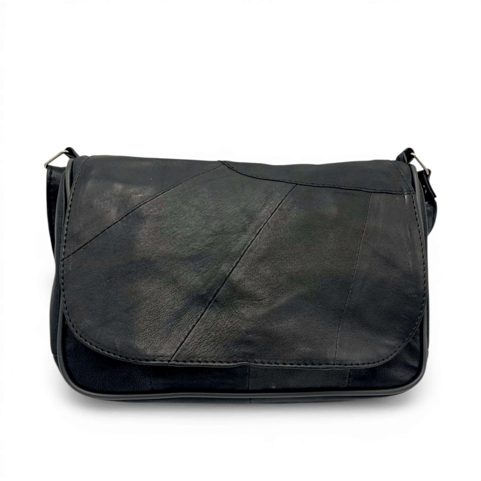 Geantă Damă Crossbody Lucia R45X-N1, Piele Naturală Negru