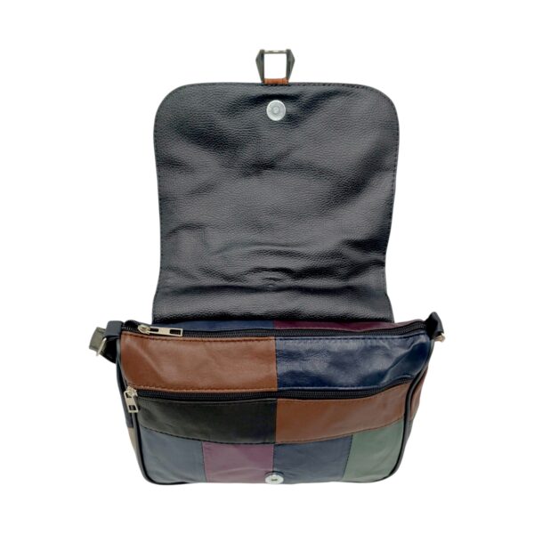 Geantă damă unicat din piele naturală, multicolor, cu design modern și elegant.