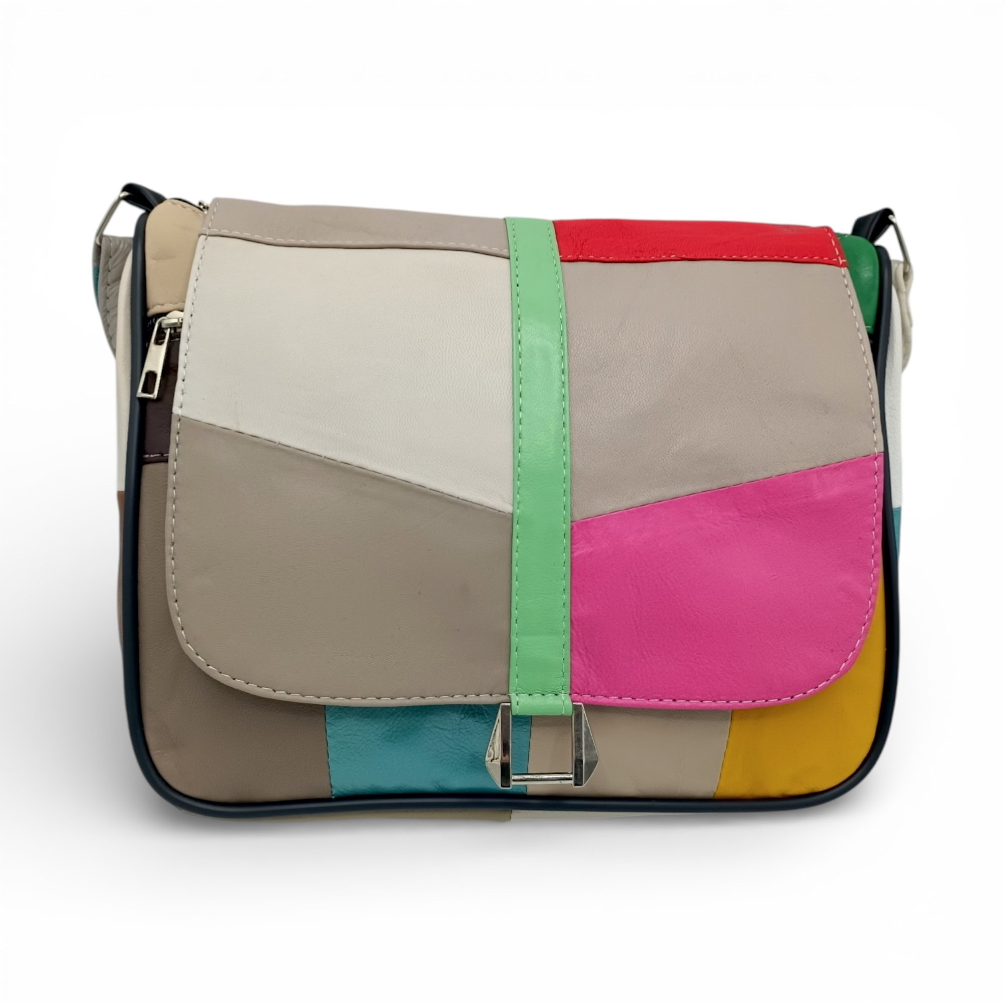 Geantă damă unicat Lucia cu piele naturală, design multicolor și stil modern pentru orice ocazie.