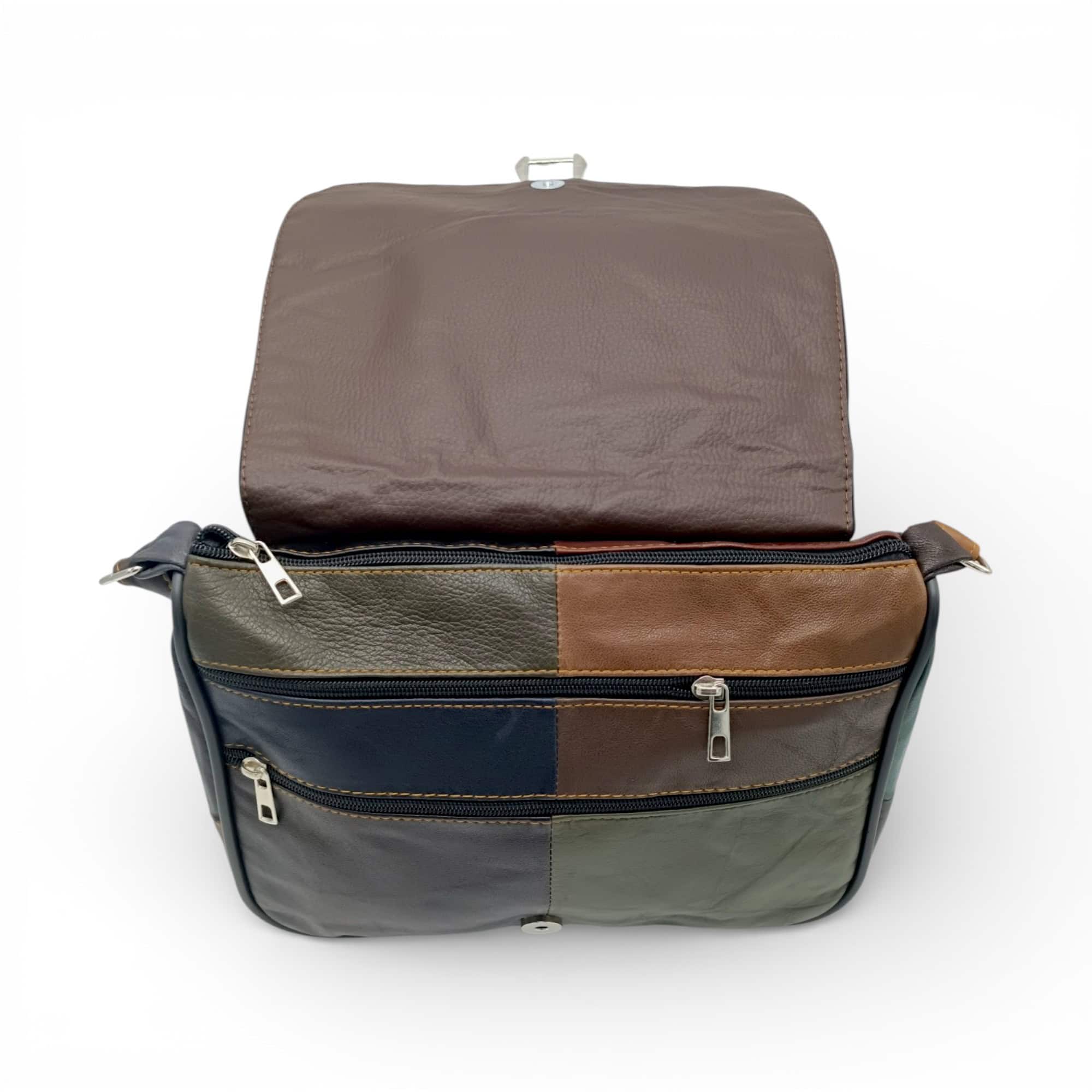 Geantă damă unicat Lucia R45-501, realizată din piele naturală multicolor, perfectă pentru un look e.