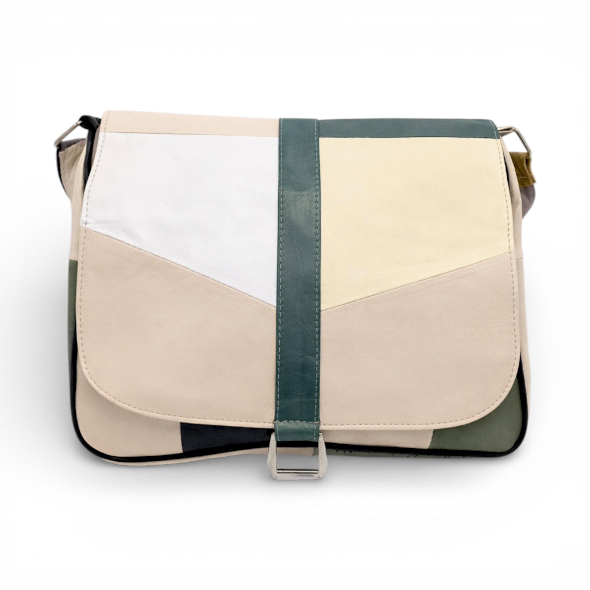 Geantă damă unicat din piele naturală, multicolor, elegantă și modernă.